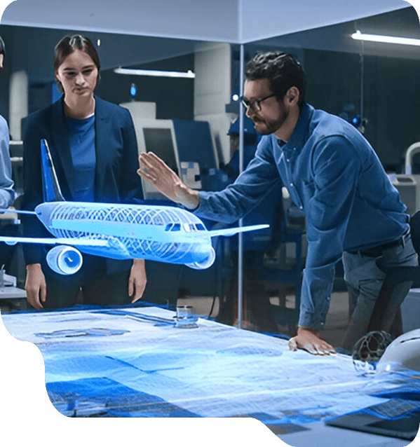 3D holographic airplane visualization